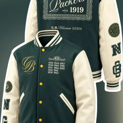 Green Bay Packers Since 1919 Vintage Letterman Jacket NFL Fan Gear