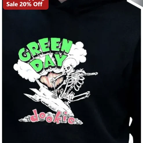 Green Day Dookie Album Art Hoodie Punk Rock Skeleton Rocket Merch
