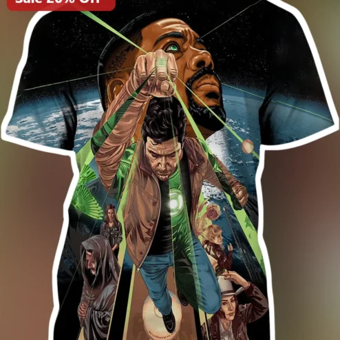 Green Lantern Tee Hal Jordan John Stewart DC Comics Superhero Graphic T-Shirt