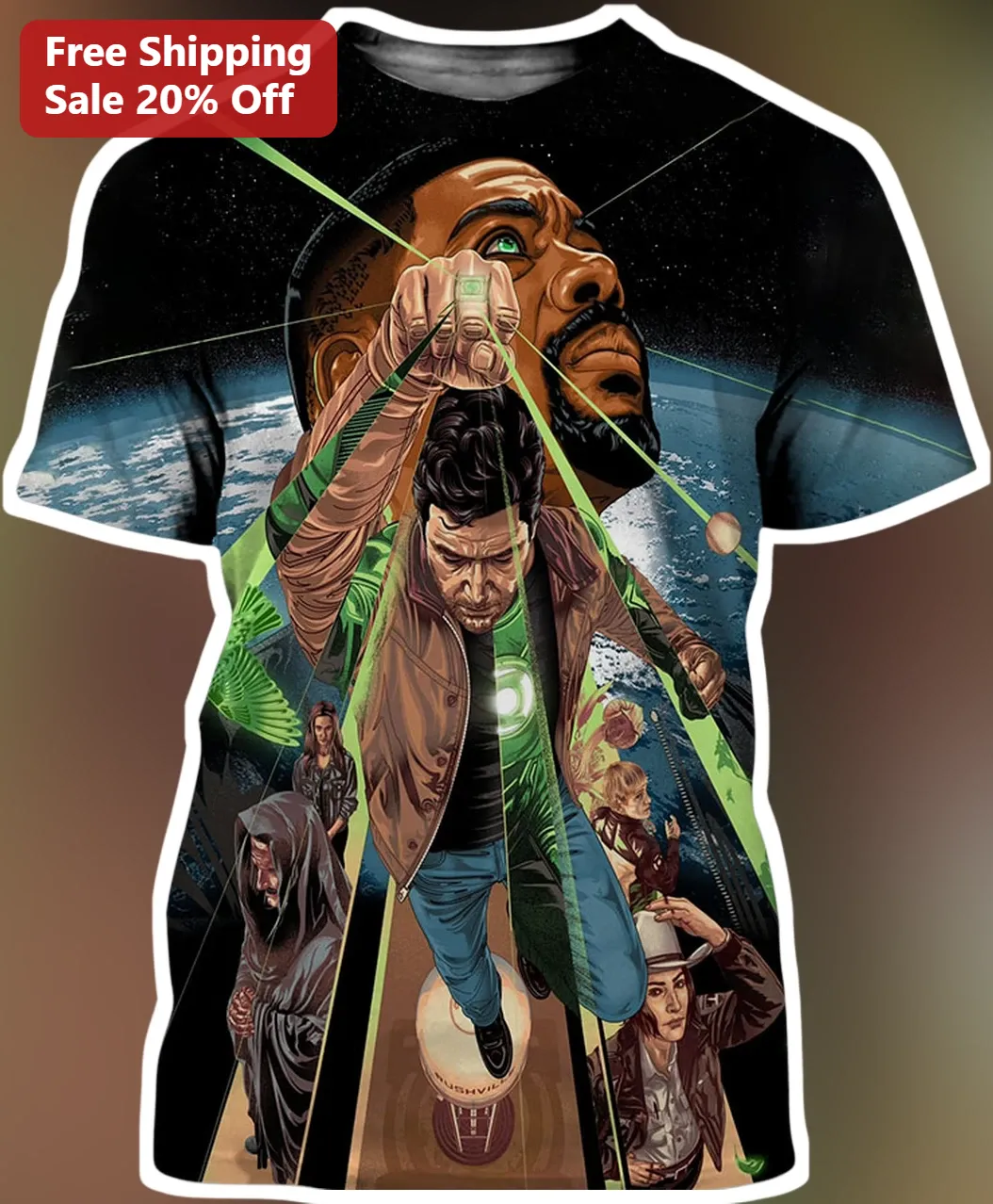 Green Lantern Tee Hal Jordan John Stewart DC Comics Superhero Graphic T-Shirt