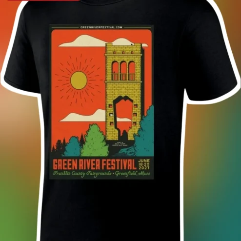 Green River Festival Tee Vintage Retro Travel Poster Graphic T-Shirt for Men Women