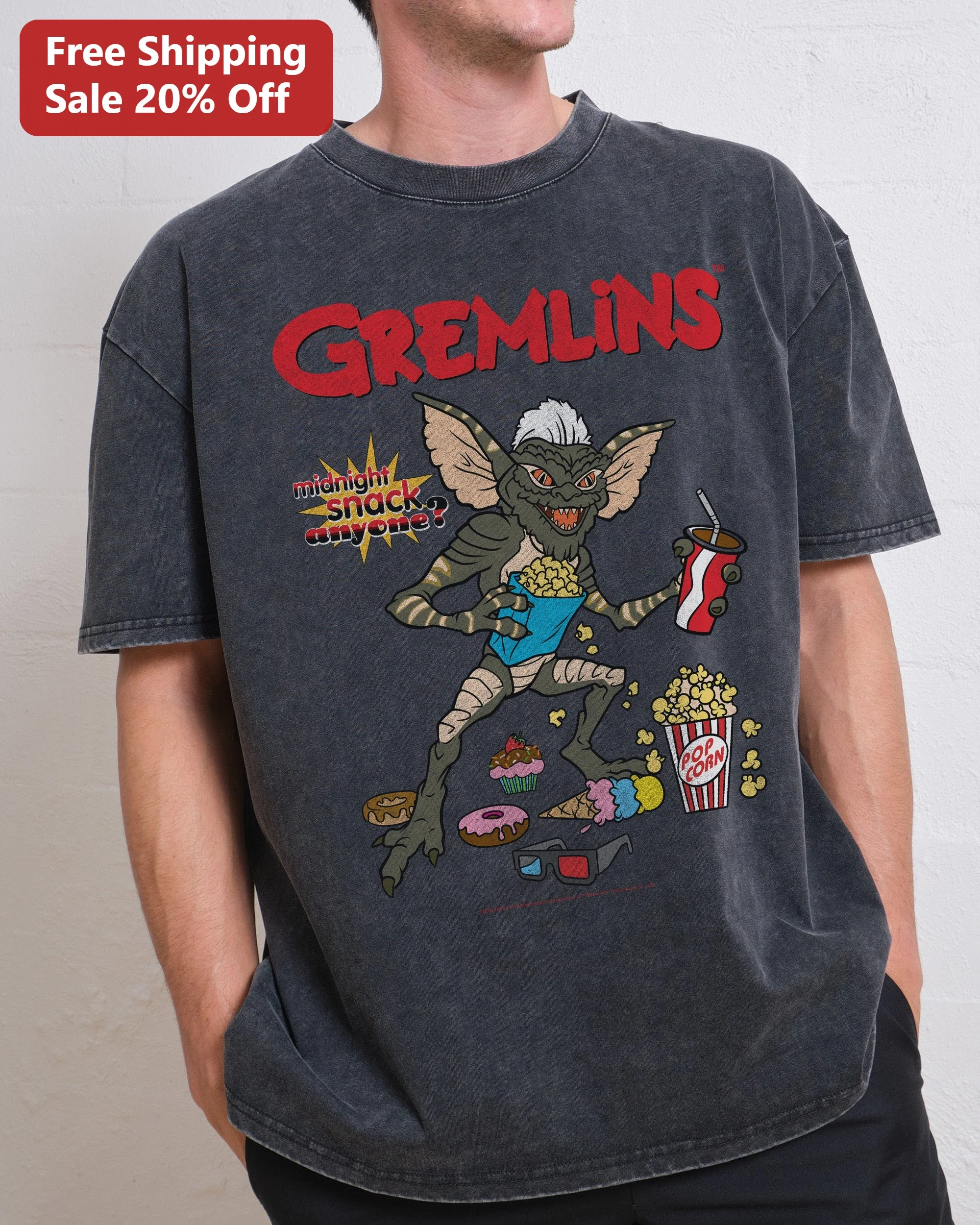 Gremlins Midnight Snack Anyone Gizmo Vintage Wash Tee