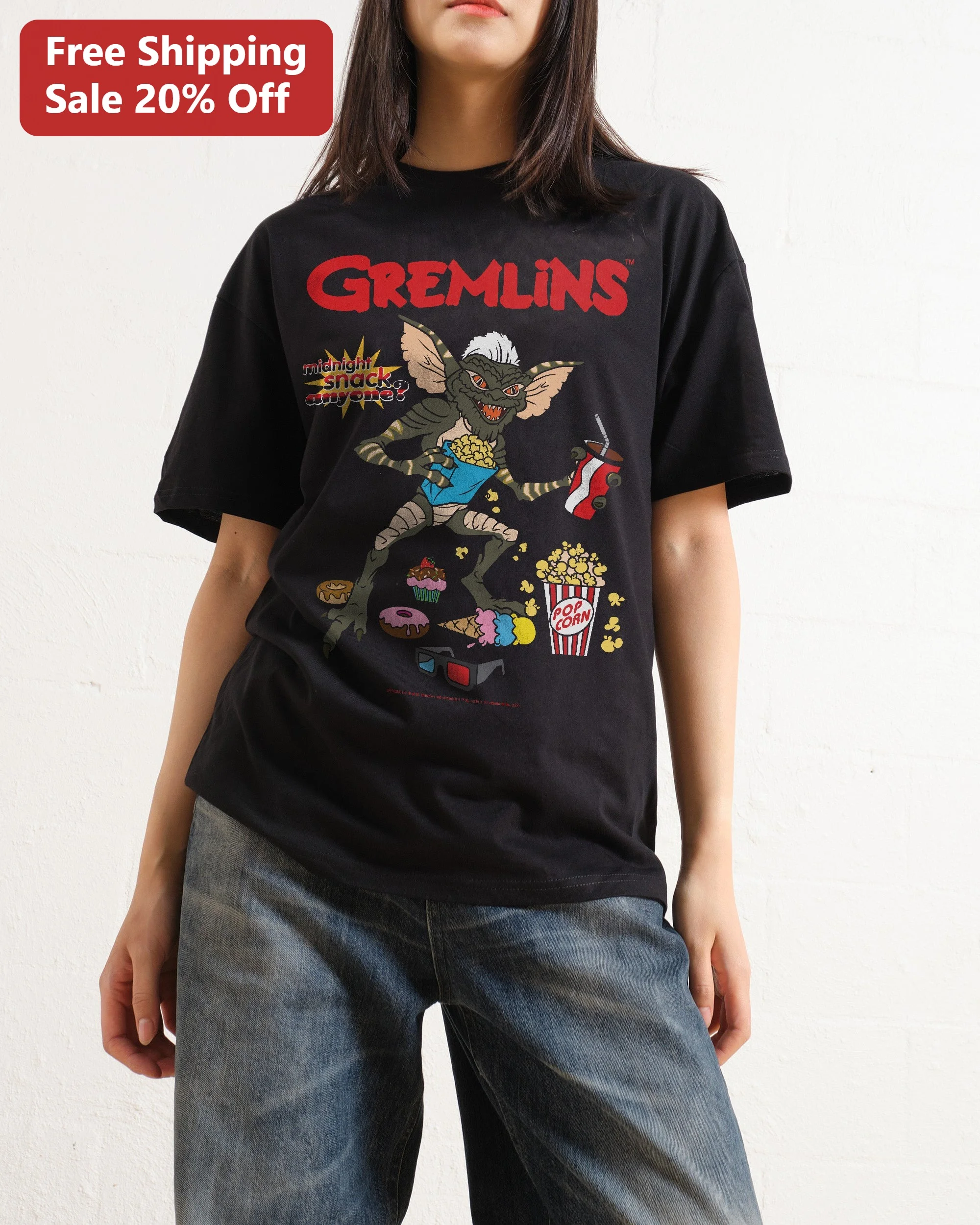 Gremlins Midnight Snack Gizmo Graphic Tee Horror Movie Fan Gift