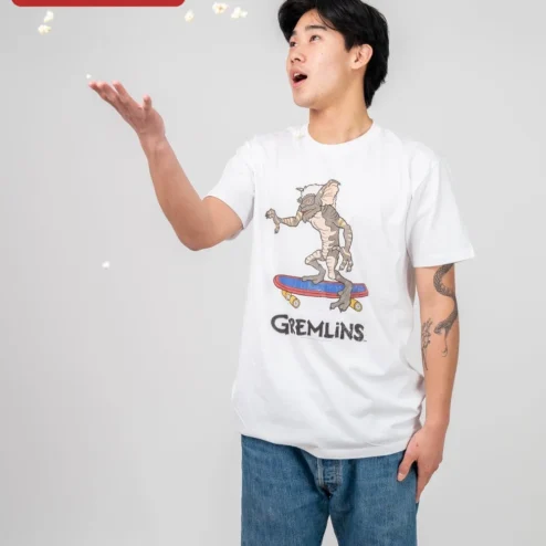 Gremlins Skateboarding Graphic Tee Vintage 80s Movie Merch Cotton Shirt