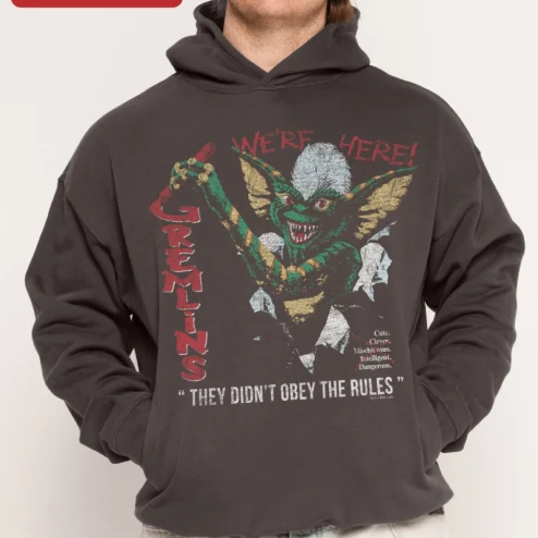 Gremlins We're Here They Didn't Obey The Rules Stripe Hoodie