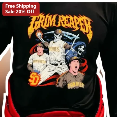 Grim Reaper Fernando Tatis Jr San Diego Padres Baseball Skeleton Graphic Tee