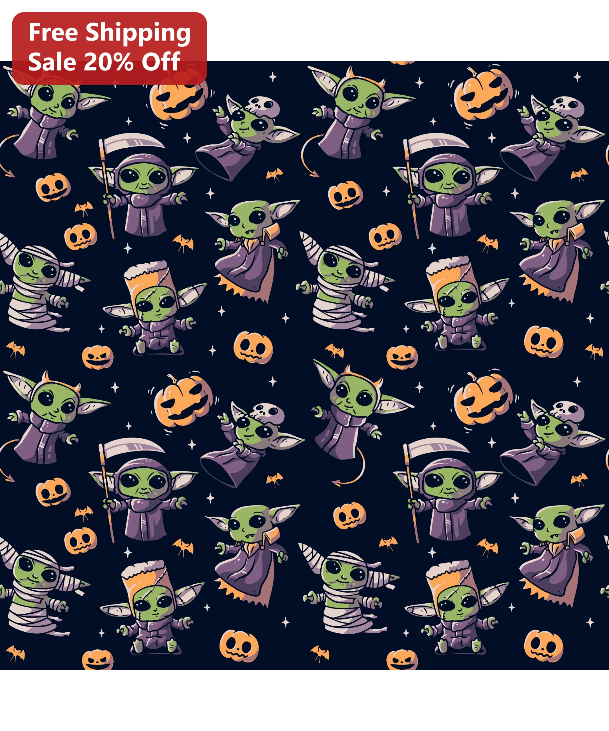 Grogu Baby Yoda Halloween Costume Fabric by the Yard Star Wars Mandalorian Quilting Sewing Cotton Textile