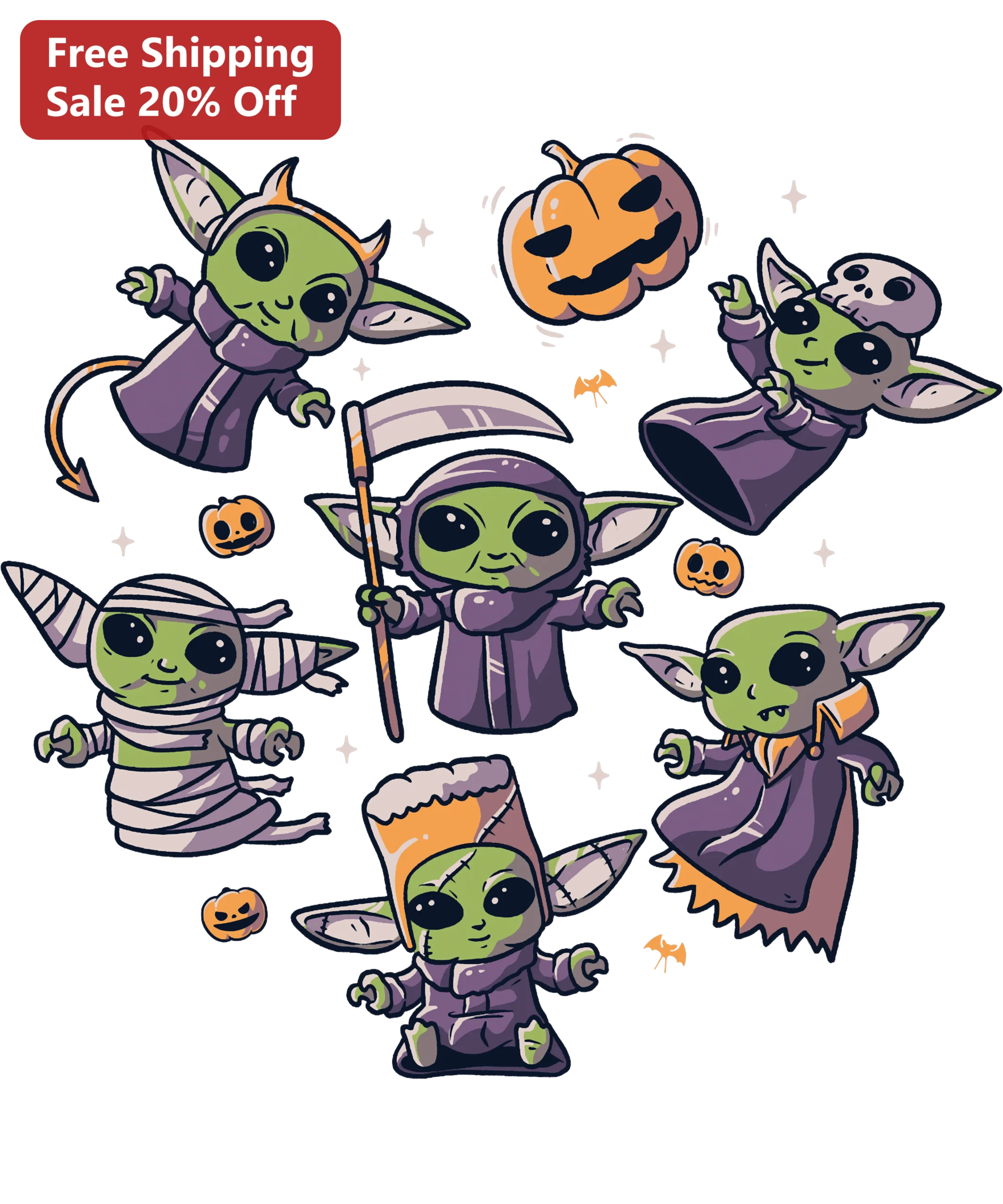 Grogu Baby Yoda Halloween Costume Graphic Tee Cute Spooky Star Wars Gift for Kids Women Men