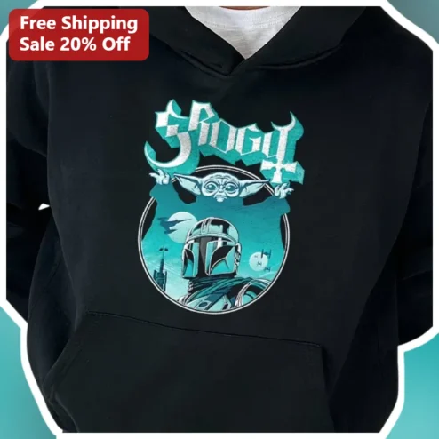 Grogu Hoodie Star Wars The Mandalorian Baby Yoda Retro Distressed Graphic Pullover for Adults