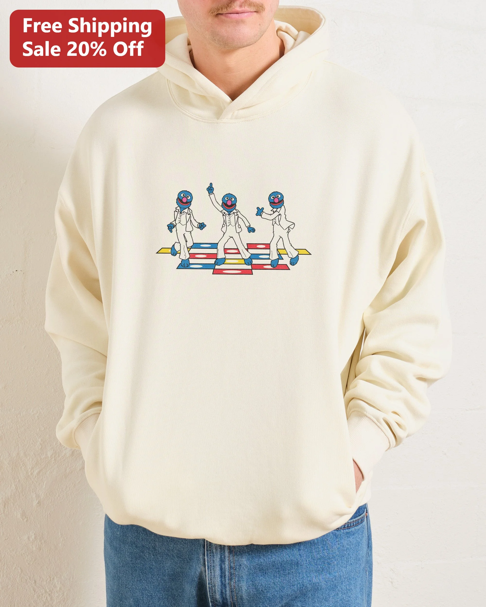 Grover Sesame Street Fever Hoodie Retro Disco Dance Graphic Sweatshirt for Kids Adults