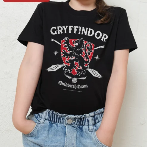 Gryffindor Quidditch Team Tee Harry Potter House Crest Lion Kids Shirt
