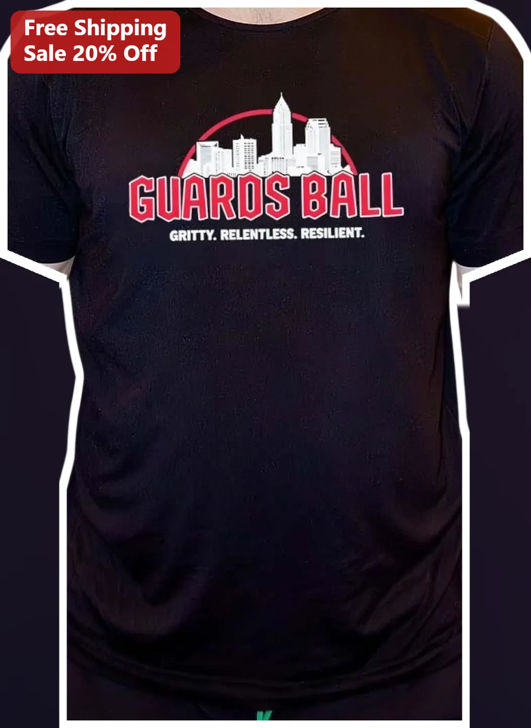 Guards Ball Gritty Relentless Resilient Tee Cleveland Guardians City Skyline Basketball Graphic Shirt