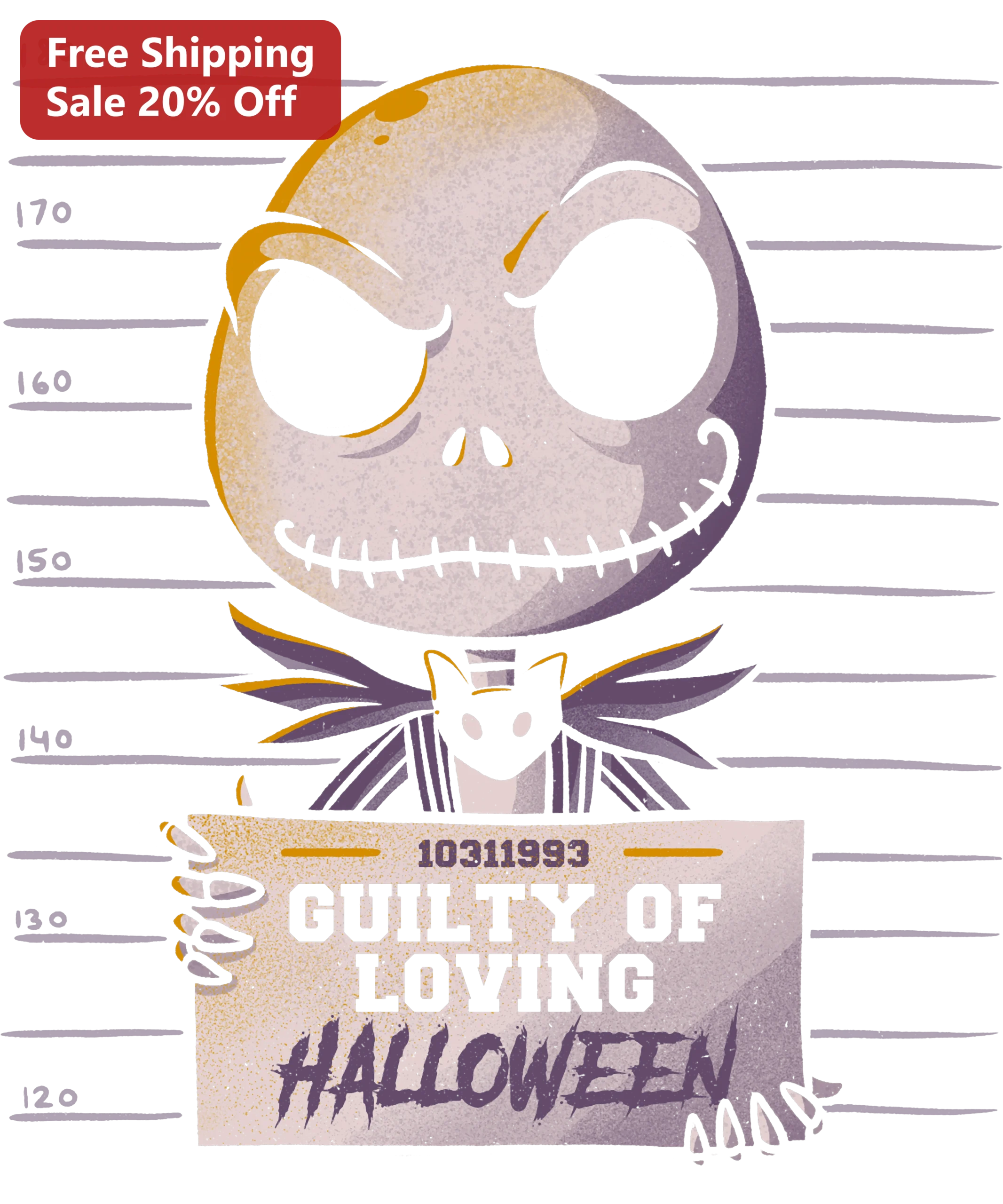 Guilty of Loving Halloween Jack Skellington Mugshot Tee