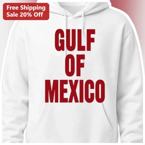 Gulf of Mexico Hoodie Bold Red Typography Geography Travel Souvenir Sweatshirt for Men Women