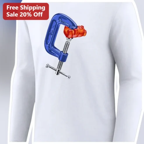 Gummy Bear Clamp Funny Graphic Long Sleeve Shirt Viral Meme Gift for Men Women
