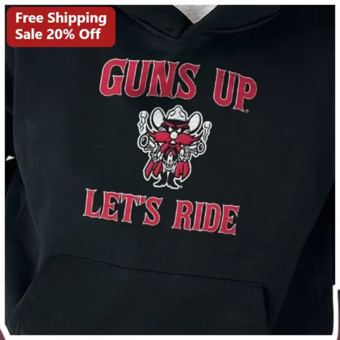 Guns Up Lets Ride Texas Tech Red Raiders Mascot Hoodie available at our Chicago, Illinois warehouse