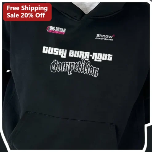 Gushi Burnout Competition Hoodie Motorsport Drift Team Merch Unisex Streetwear Apparel