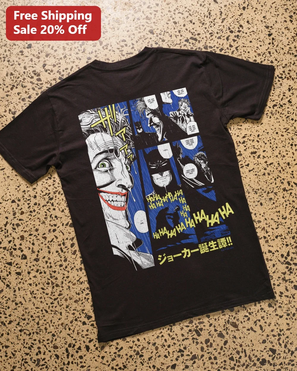 HA HA HA Joker Origin Story Japanese Text Graphic Tee