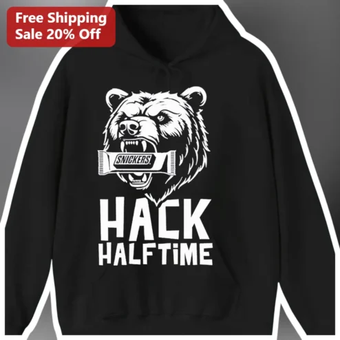 Hack Halftime Hoodie Funny Football Game Day Bear Snack Graphic Sweatshirt for Men Women