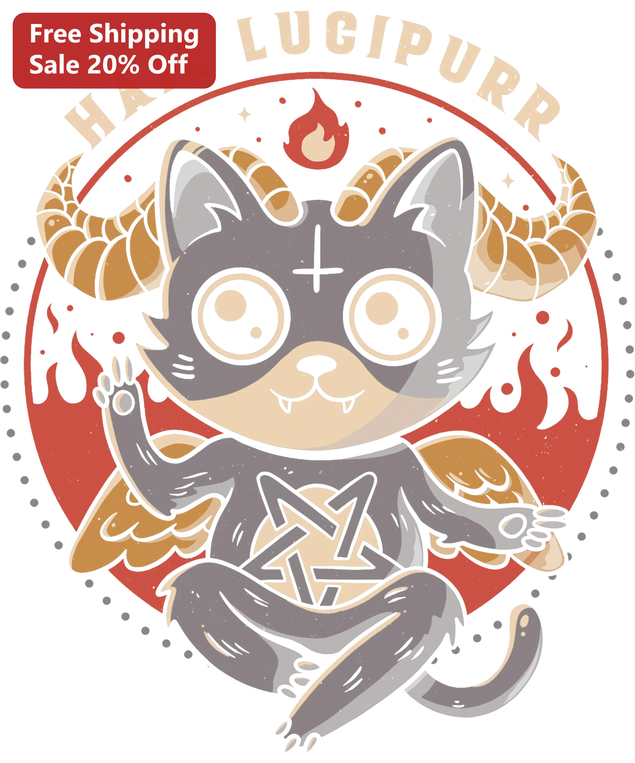 Hail Lucipurr Tee Cute Lucifer Cat Baphomet Occult Satanic Graphic T-Shirt for Men Women Halloween Gift