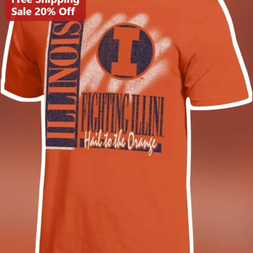 Hail to the Orange Fighting Illini Vintage Collegiate Tee University of Illinois Football Fan Gear