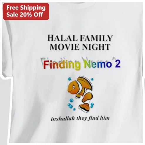 Halal Family Movie Night Inshallah They Find Him Finding Nemo Parody Graphic Tee