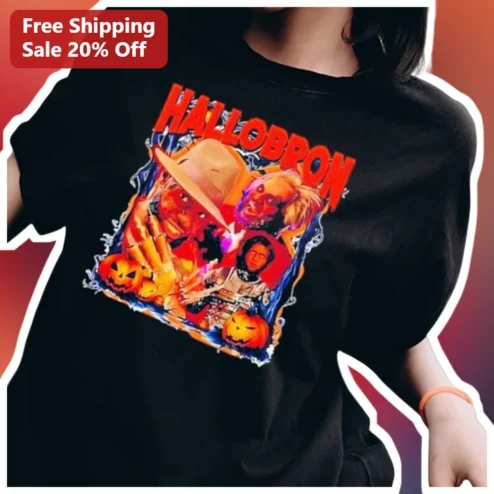 HALLOBRON Tee Tyrese Haliburton Horror Collage Graphic T-Shirt