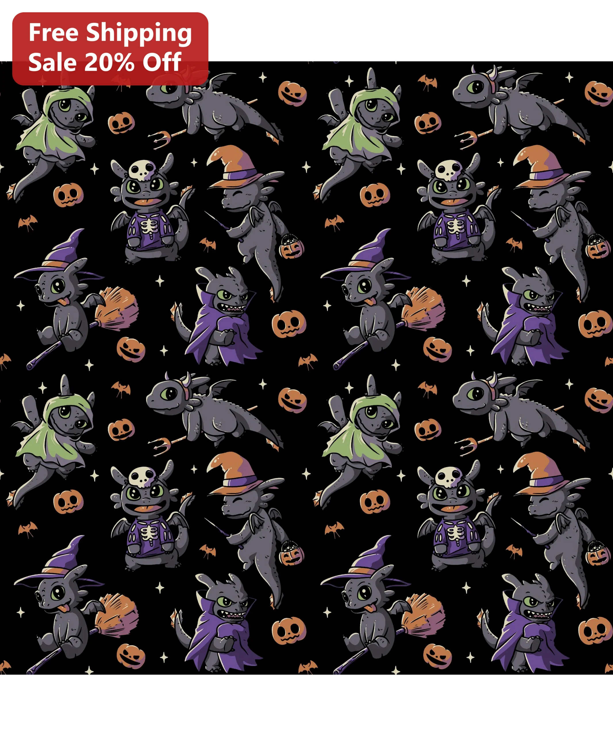 Halloween Cute Dragon Pattern Fabric for DIY Kids Costume Sewing