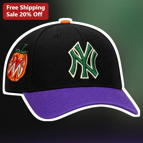 Halloween NY Pumpkin Cap Embroidered Jack-o-Lantern Baseball Hat Fall Gift for Men Women