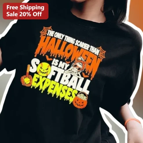 Halloween Softball Expense Tee Funny Spooky Sports Quote Shirt for Players and Parents
