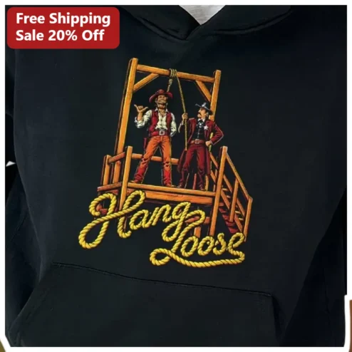 Hang Loose Hoodie Funny Western Cowboy Shaka Pun Vintage Retro Graphic Sweatshirt for Men Women
