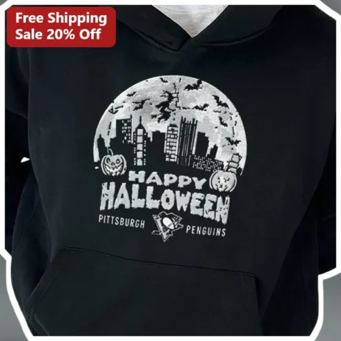 Happy Halloween Penguins Hoodie NHL Fan Gear Black Pullover