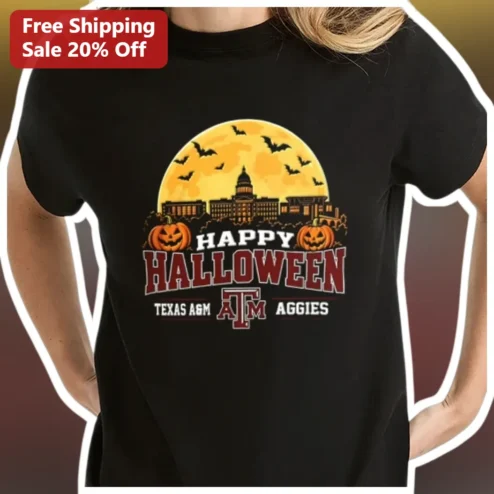 Happy Halloween Texas A&M Aggies Tee Spooky Campus Graphic Shirt for Fans