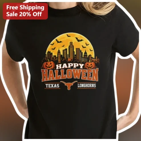 Happy Halloween Texas Longhorns Tee Retro Sunset UT Austin Fan Shirt