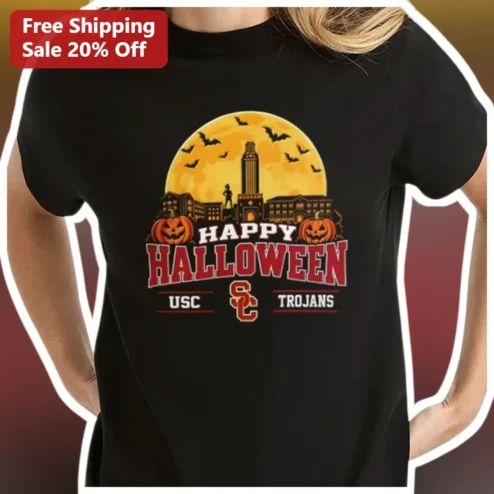 Happy Halloween USC Trojans Tee Spooky Collegiate Graphic Shirt for Trojan Family Fans