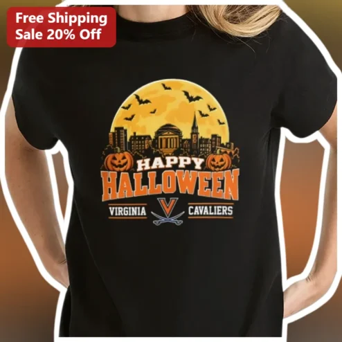 Happy Halloween Virginia Cavaliers Tee UVA Fan Apparel Black Shirt
