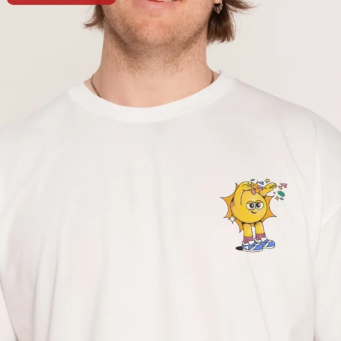Happy Sun Character Graphic Tee Retro Cartoon Mascot Shirt Cute Summer Gift