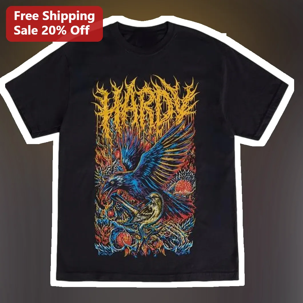 HARD Tee Heavy Metal Raven Graphic T-Shirt Dark Fantasy Bird of Prey Apparel for Men Women