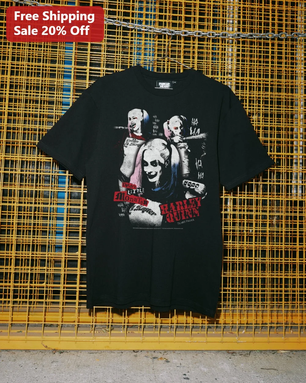 Harley Quinn Diddi's Little Monster Graphic Tee DC Comics Villainess Vintage Style Shirt for Women Men