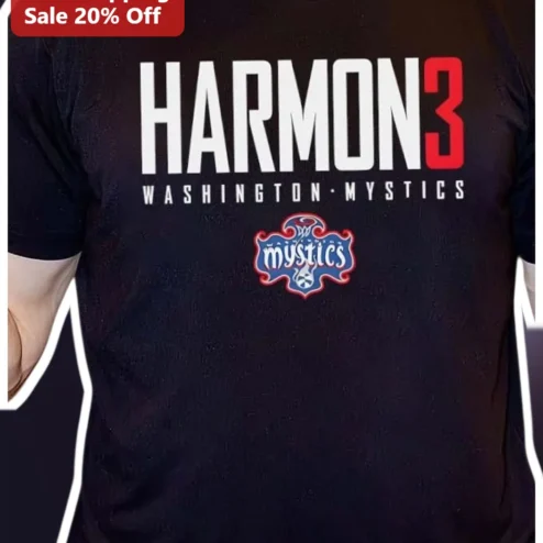 HARMON3 Washington Mystics Tee Rori Harmon WNBA Fan Gear Black Name Number Shirt