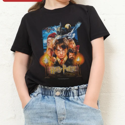 Harry Potter and the Sorcerer's Stone Movie Poster Collage Graphic Tee for Kids