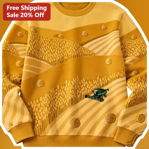 Harvest Wheat Field Combine Harvester Sweatshirt for Farmers Fall Agriculture Gift Crewneck