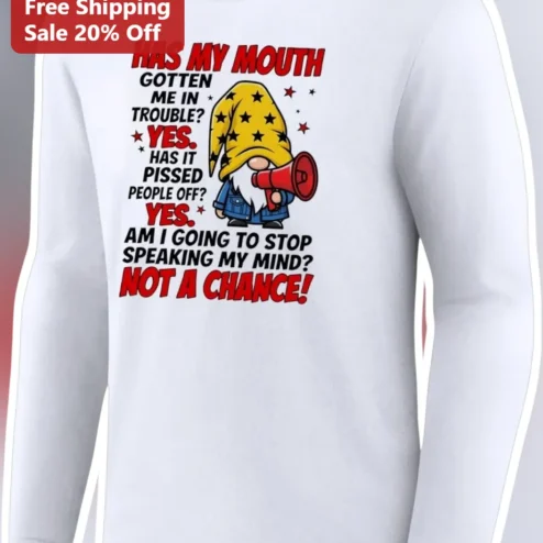 Has My Mouth Gotten Me In Trouble Funny Sassy Quote Long Sleeve Tee