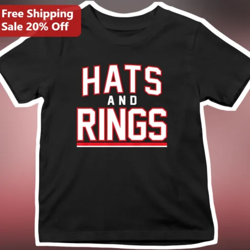Hats And Rings Wedding Bachelorette Party Tee Varsity Style Graphic T-Shirt for Bride and Groomsmen