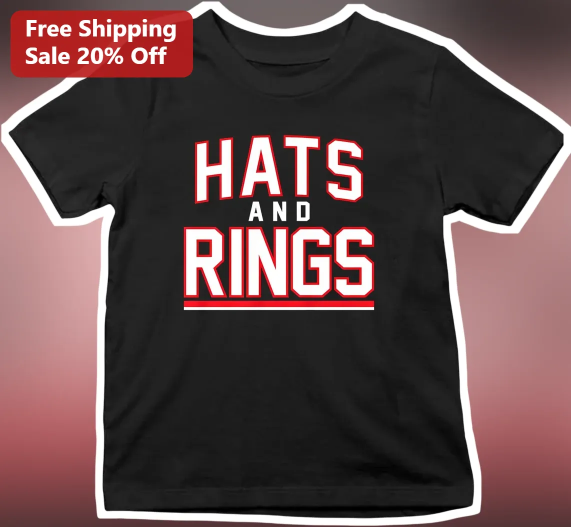 Hats And Rings Wedding Bachelorette Party Tee Varsity Style Graphic T-Shirt for Bride and Groomsmen