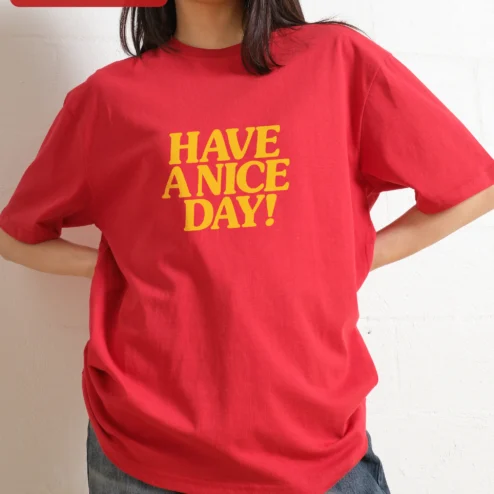 Have A Nice Day! Retro Typography Ringer Tee for Men on a hanger, ready to ship from Chicago, Illinois
