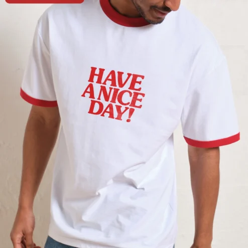 Have A Nice Day! Retro Typography Ringer Tee for Men