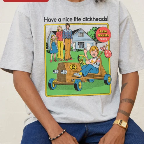 Have a Nice Life Dickheads Tee Life Skills Series Retro Comic Graphic Shirt