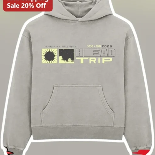 HEAD TRIP Hoodie Festival Desert Rave Apparel Solar Eclipse Graphic Pullover for Men Women