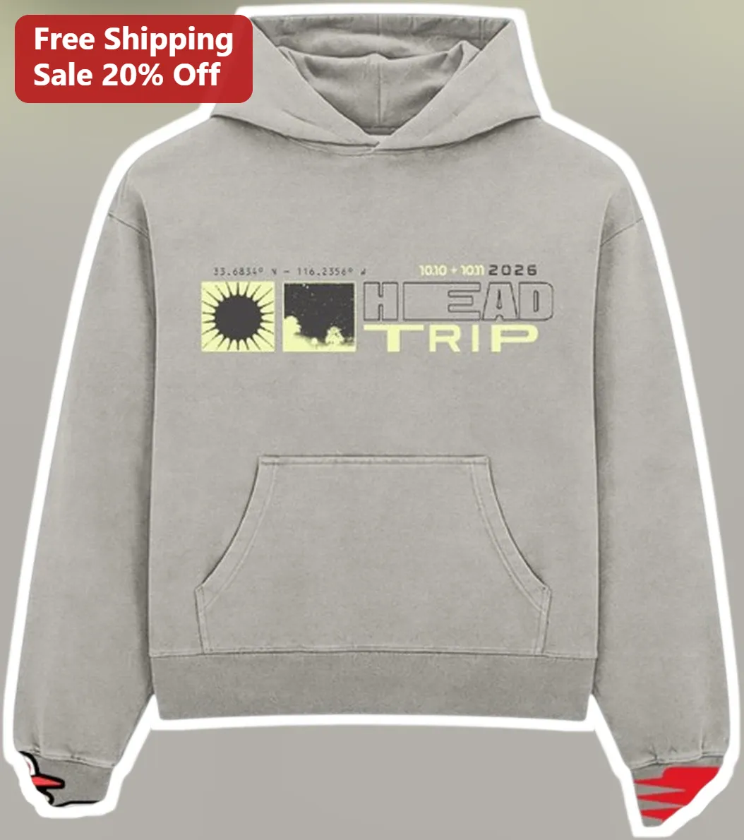 HEAD TRIP Hoodie Festival Desert Rave Apparel Solar Eclipse Graphic Pullover for Men Women